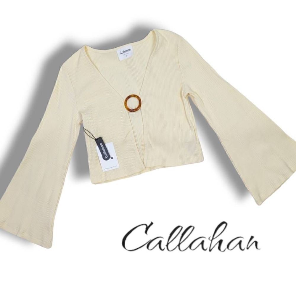 Callahan Knitwear Women's O-ring Front Vera Top Cream Small
